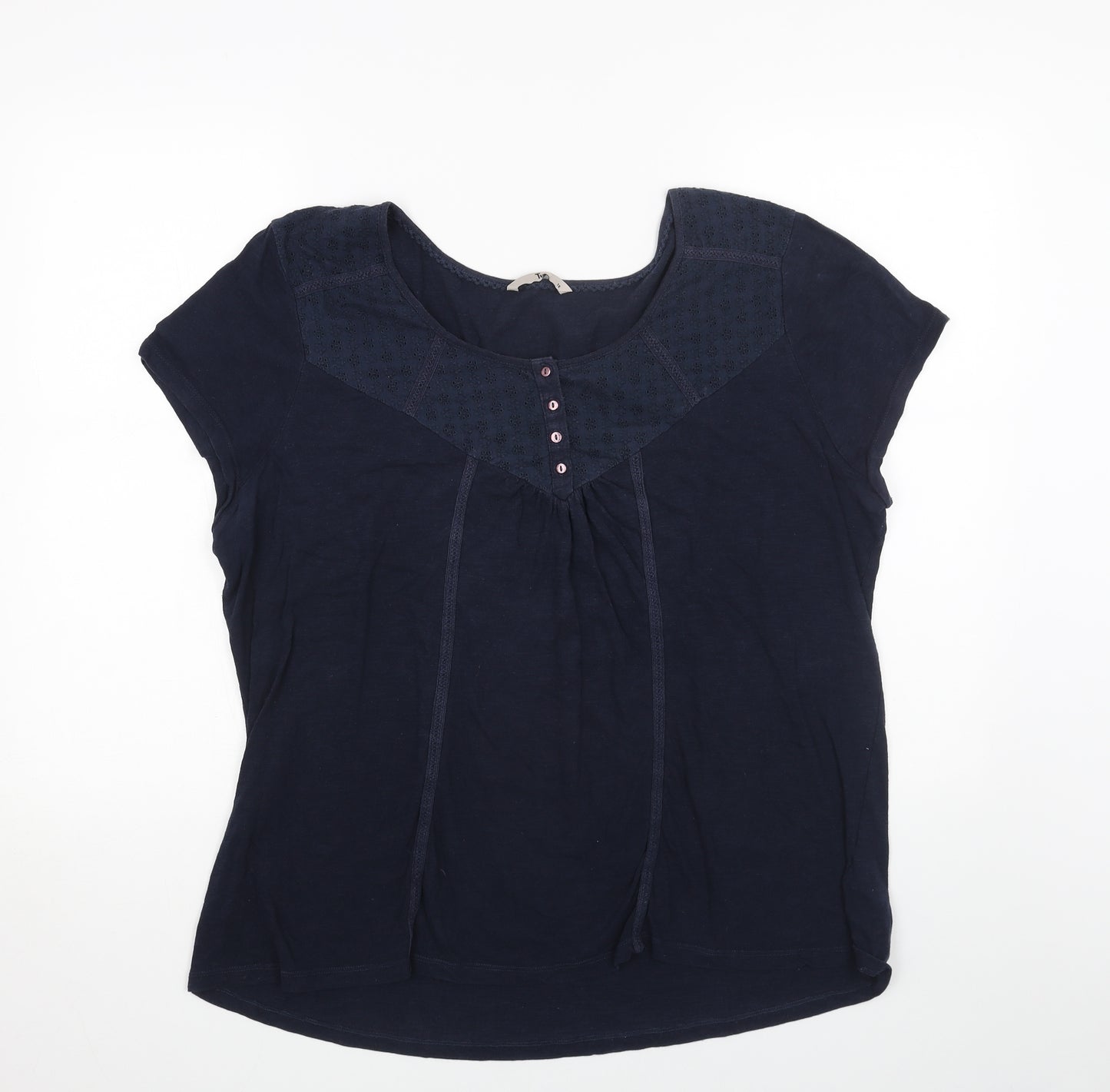 TU Womens Blue Cotton Basic Blouse Size 18 Scoop Neck