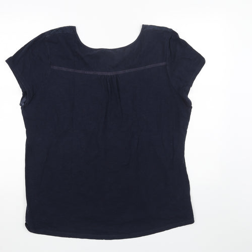 TU Womens Blue Cotton Basic Blouse Size 18 Scoop Neck