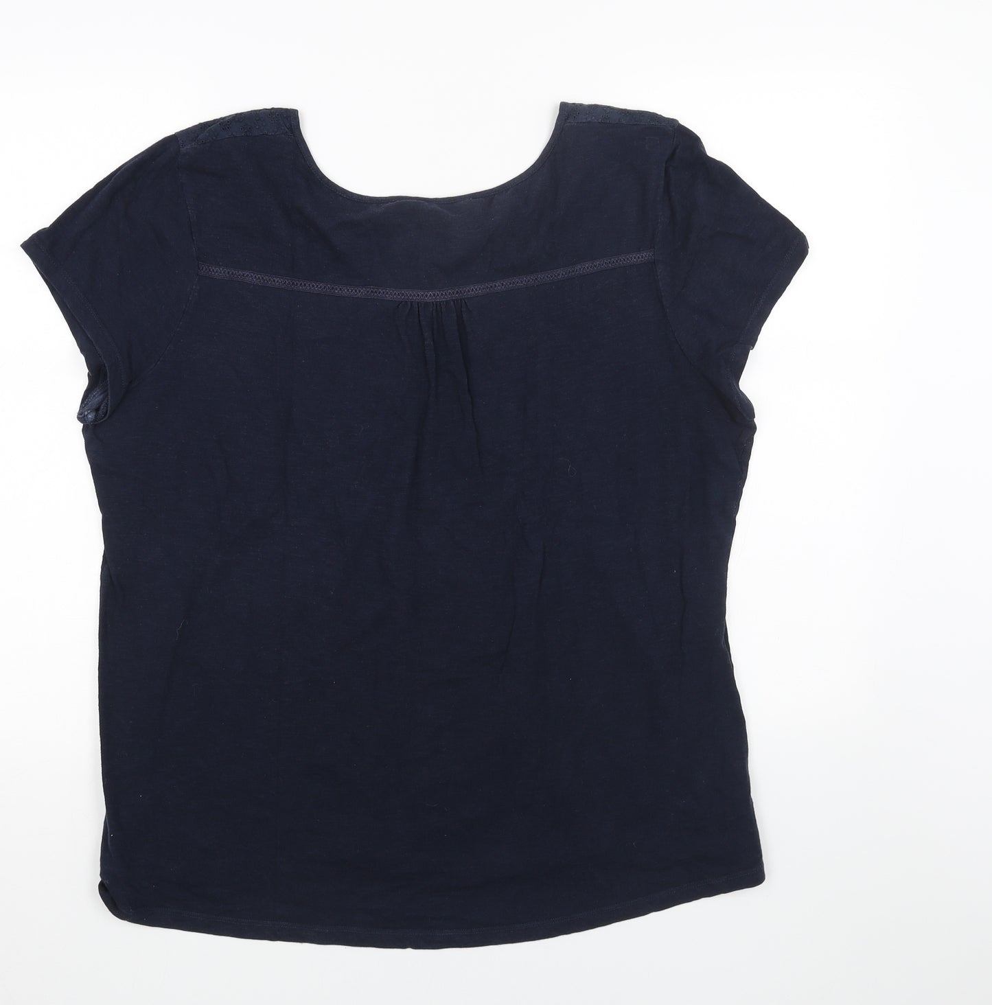 TU Womens Blue Cotton Basic Blouse Size 18 Scoop Neck