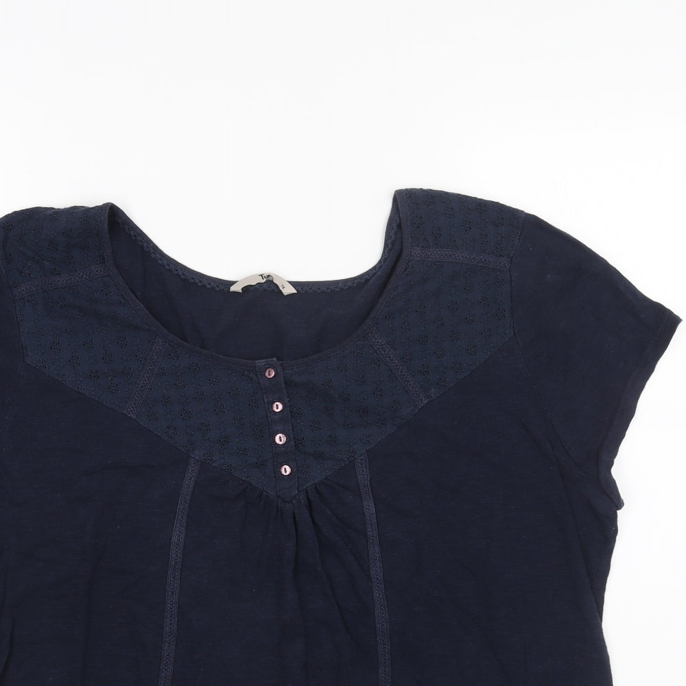 TU Womens Blue Cotton Basic Blouse Size 18 Scoop Neck