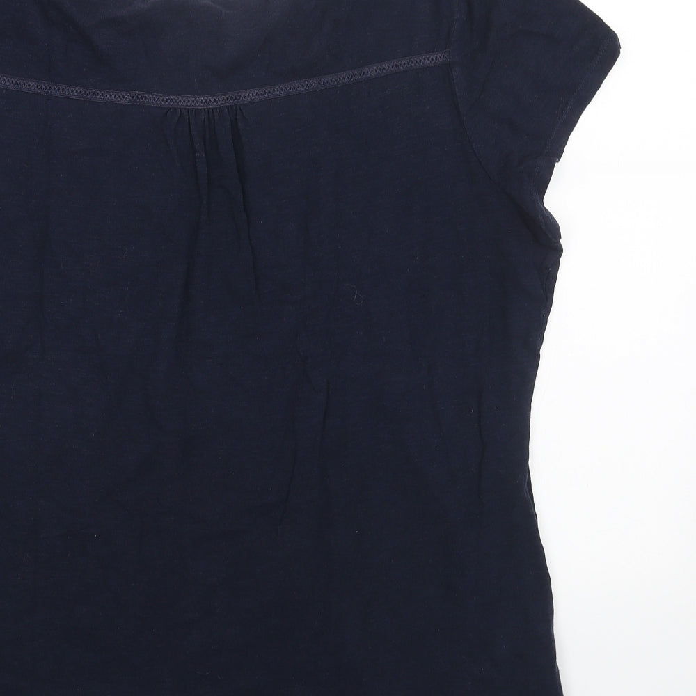 TU Womens Blue Cotton Basic Blouse Size 18 Scoop Neck