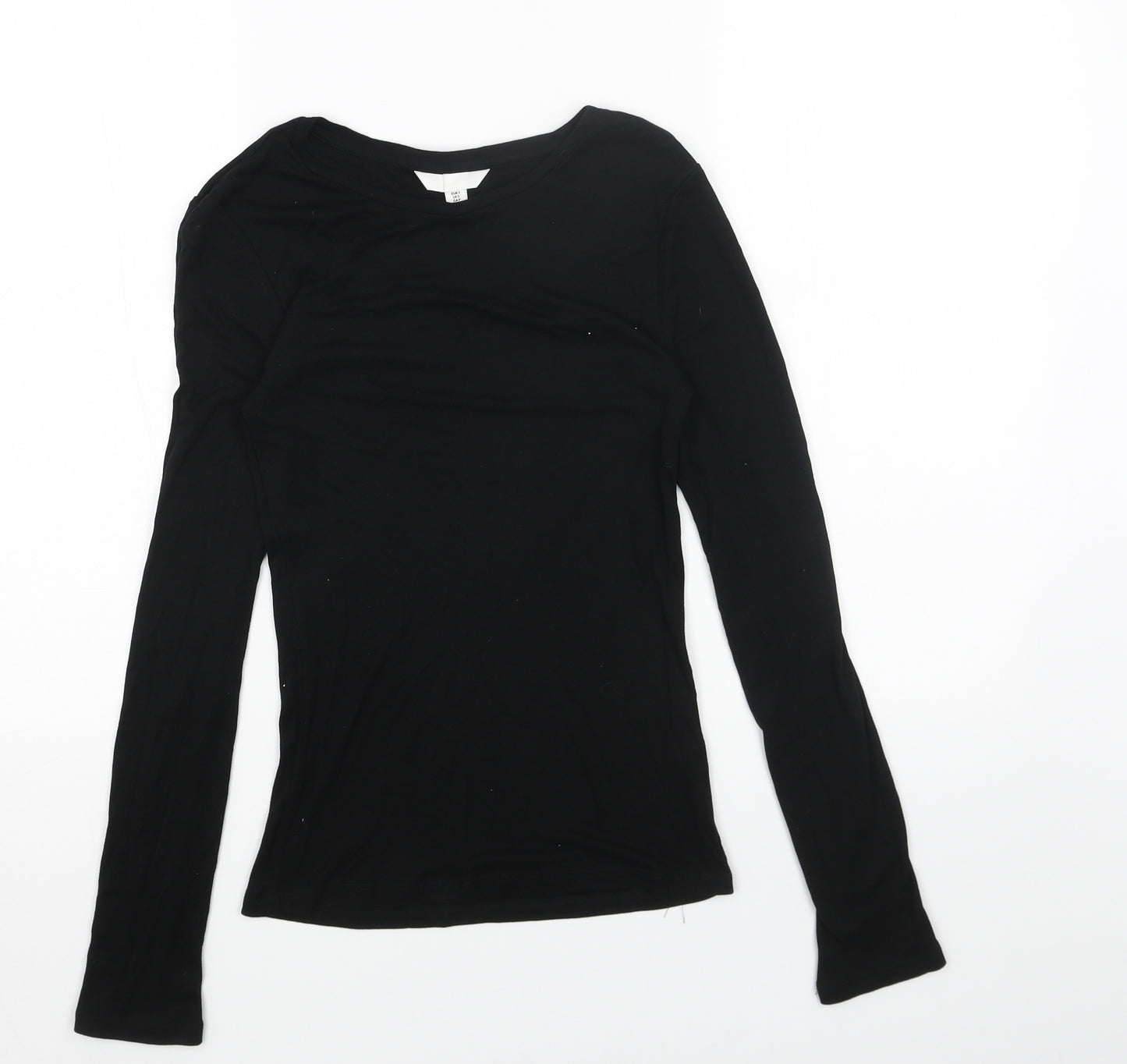 H&M Womens Black Cotton Basic T-Shirt Size S Round Neck