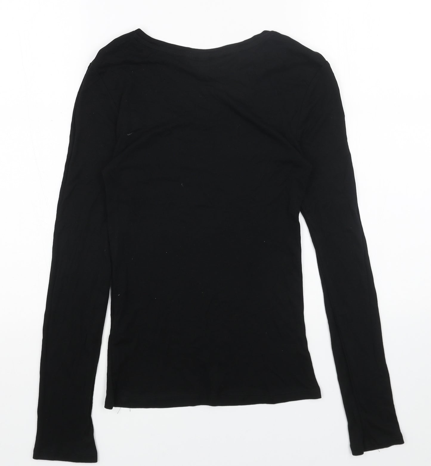 H&M Womens Black Cotton Basic T-Shirt Size S Round Neck