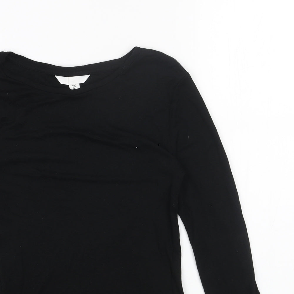 H&M Womens Black Cotton Basic T-Shirt Size S Round Neck