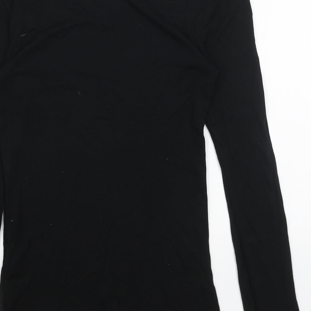 H&M Womens Black Cotton Basic T-Shirt Size S Round Neck