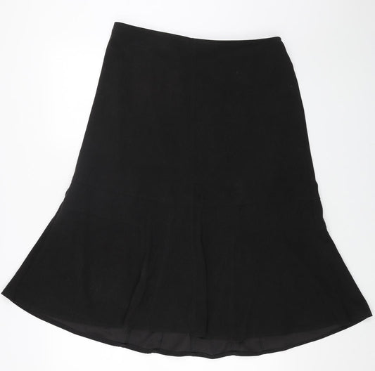 Front view of Classics women’s black polyester swing skirt, size UK 18