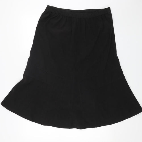 Classic Womens Black Polyester Swing Skirt Size 18
