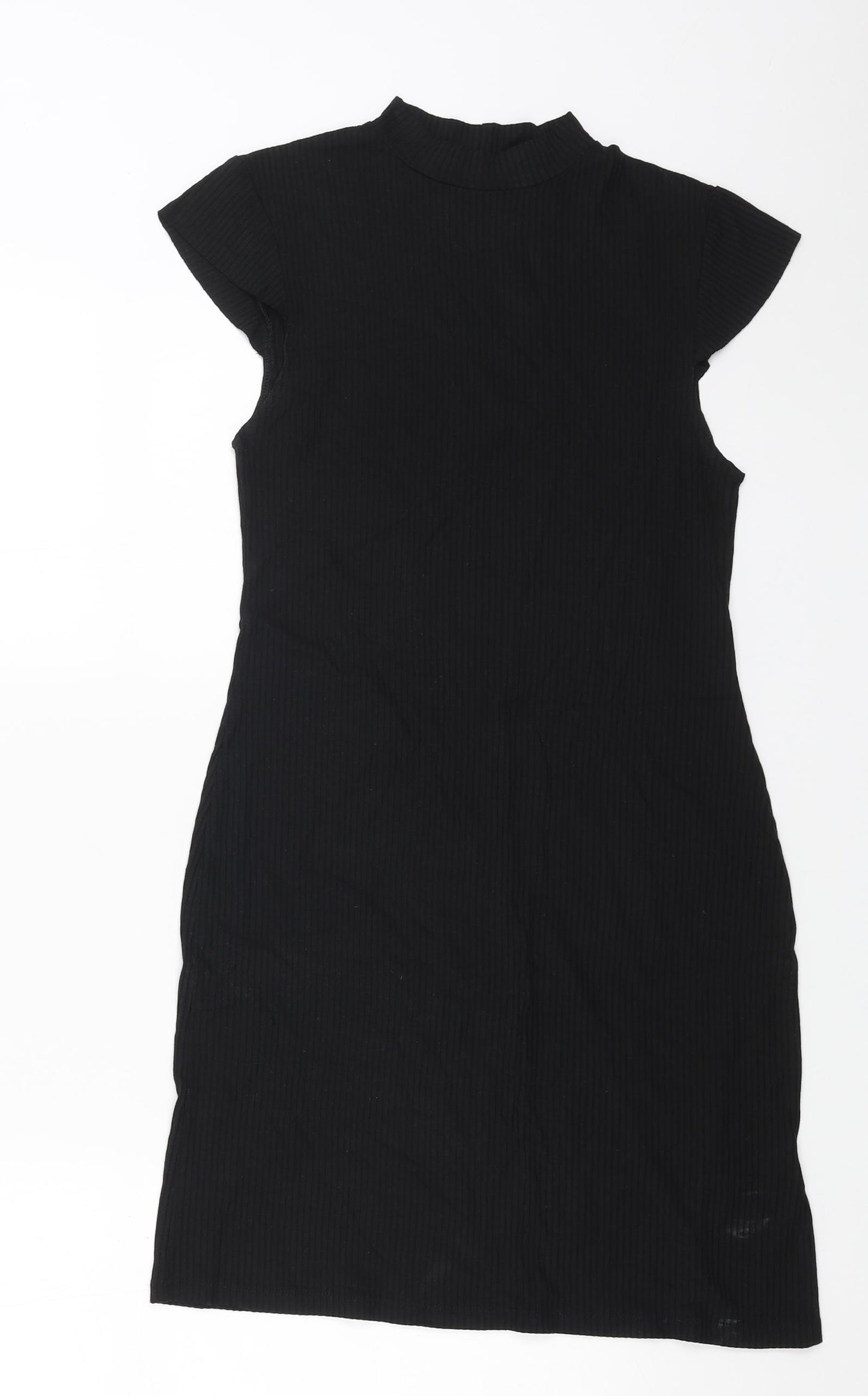 Sparkle & Fade Womens Black Cotton A-Line Size S High Neck Pullover