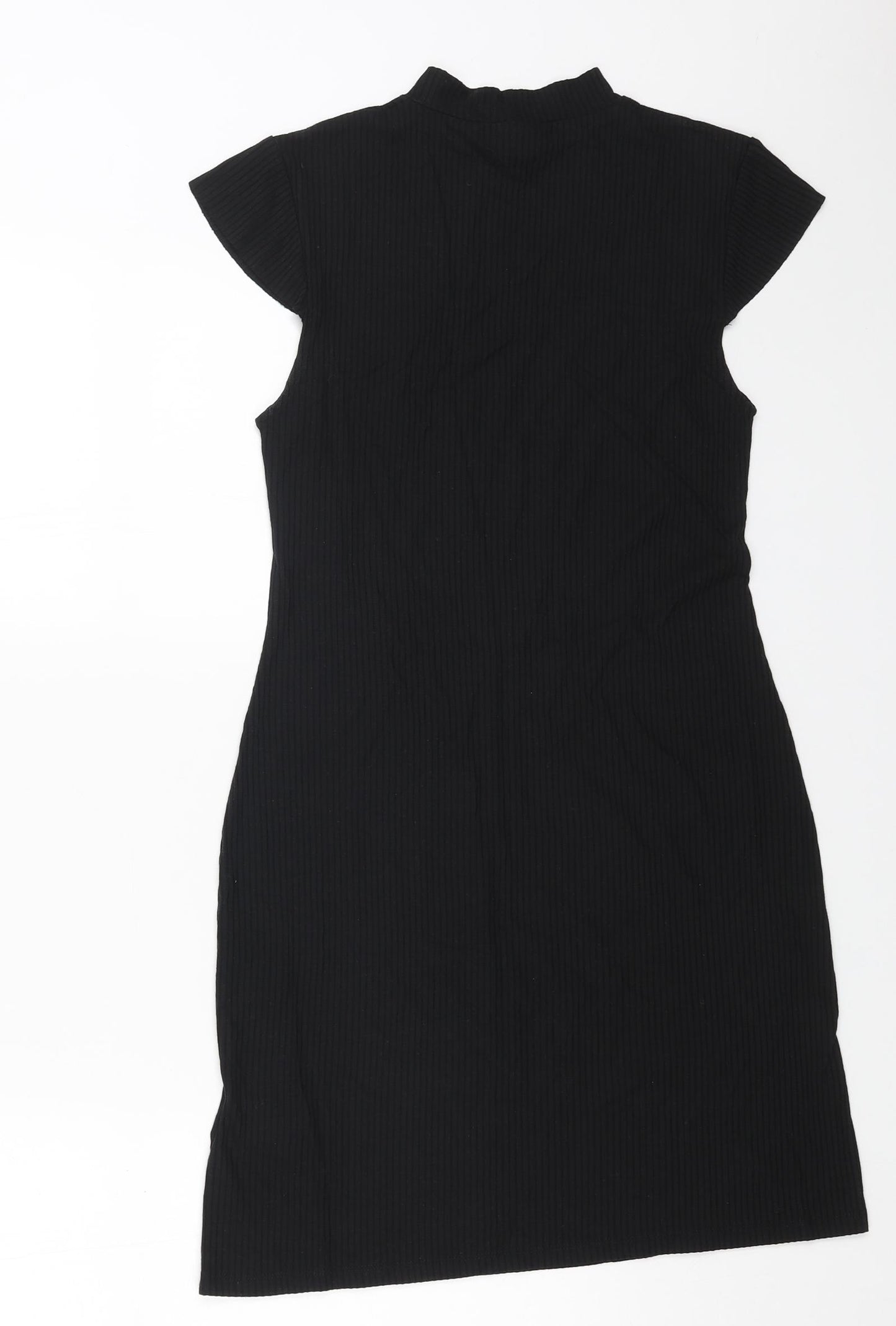 Sparkle & Fade Womens Black Cotton A-Line Size S High Neck Pullover