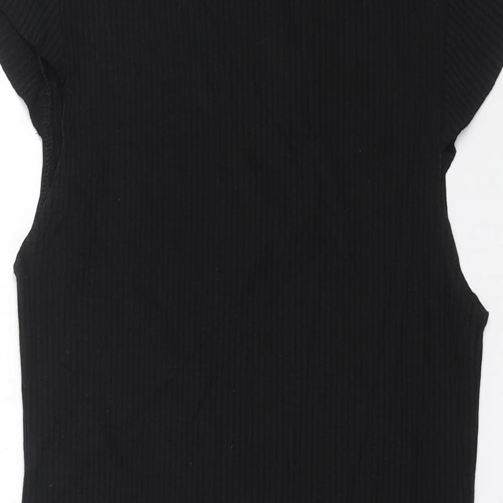 Sparkle & Fade Womens Black Cotton A-Line Size S High Neck Pullover