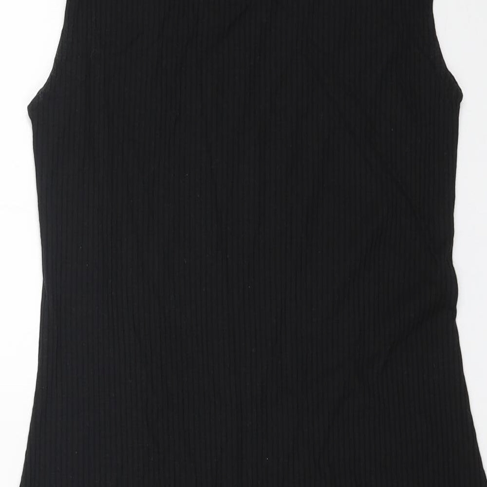 Sparkle & Fade Womens Black Cotton A-Line Size S High Neck Pullover