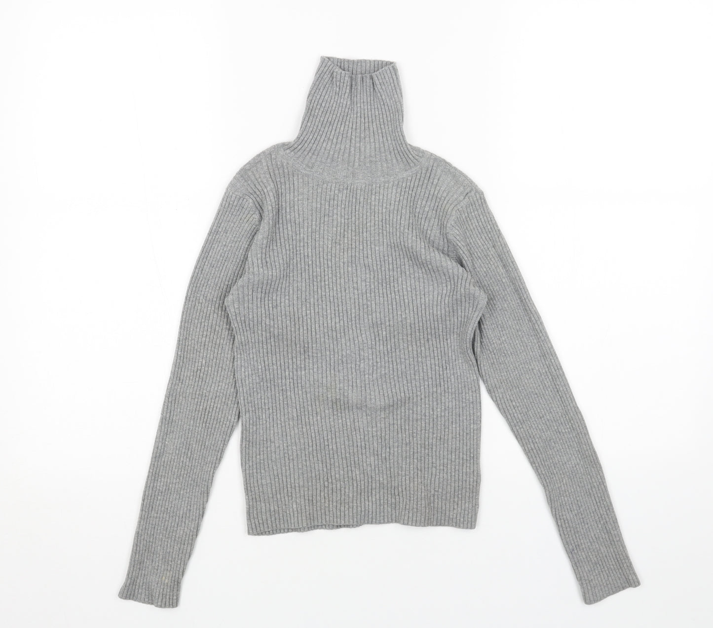 NEXT Girls Grey High Neck Cotton Pullover Jumper Size 11 Years Pullover