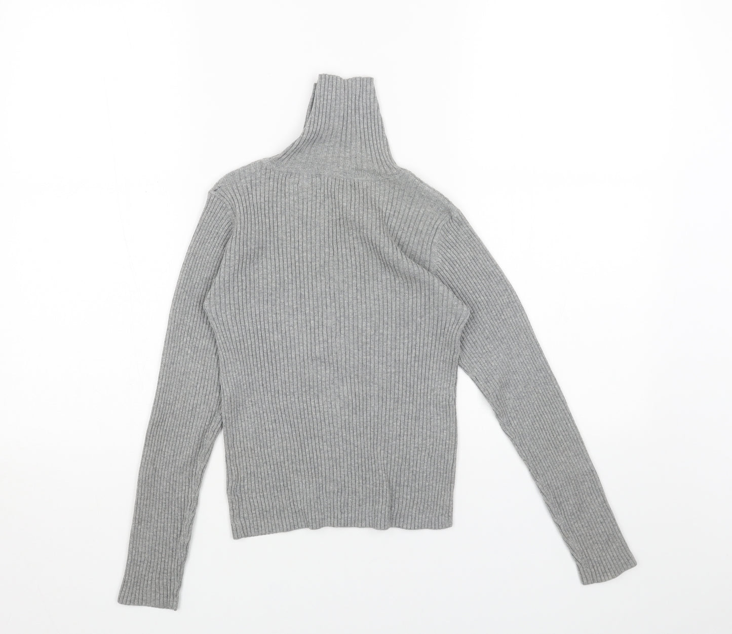 NEXT Girls Grey High Neck Cotton Pullover Jumper Size 11 Years Pullover