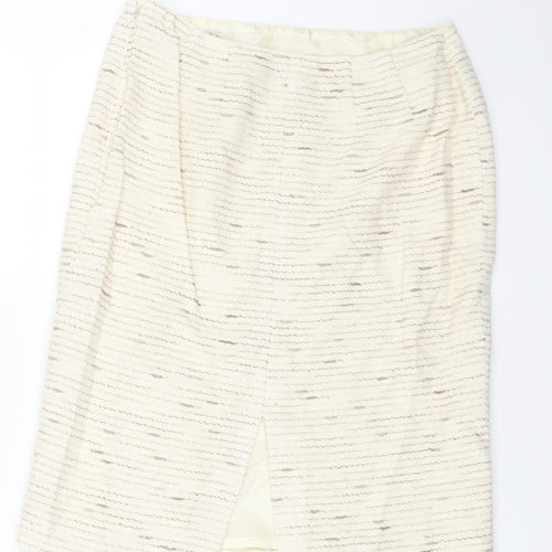 Mint Velvet Womens White Cotton Straight & Pencil Skirt Size 12 Zip