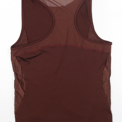 Spring Womens Brown Polyester Basic Tank Size 12 Round Neck
