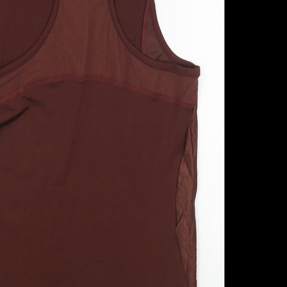 Spring Womens Brown Polyester Basic Tank Size 12 Round Neck