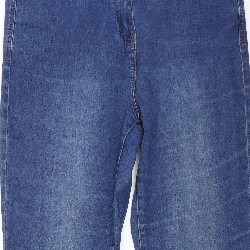 TU Womens Blue Cotton Straight Jeans Size 14 L27 in Slim Button