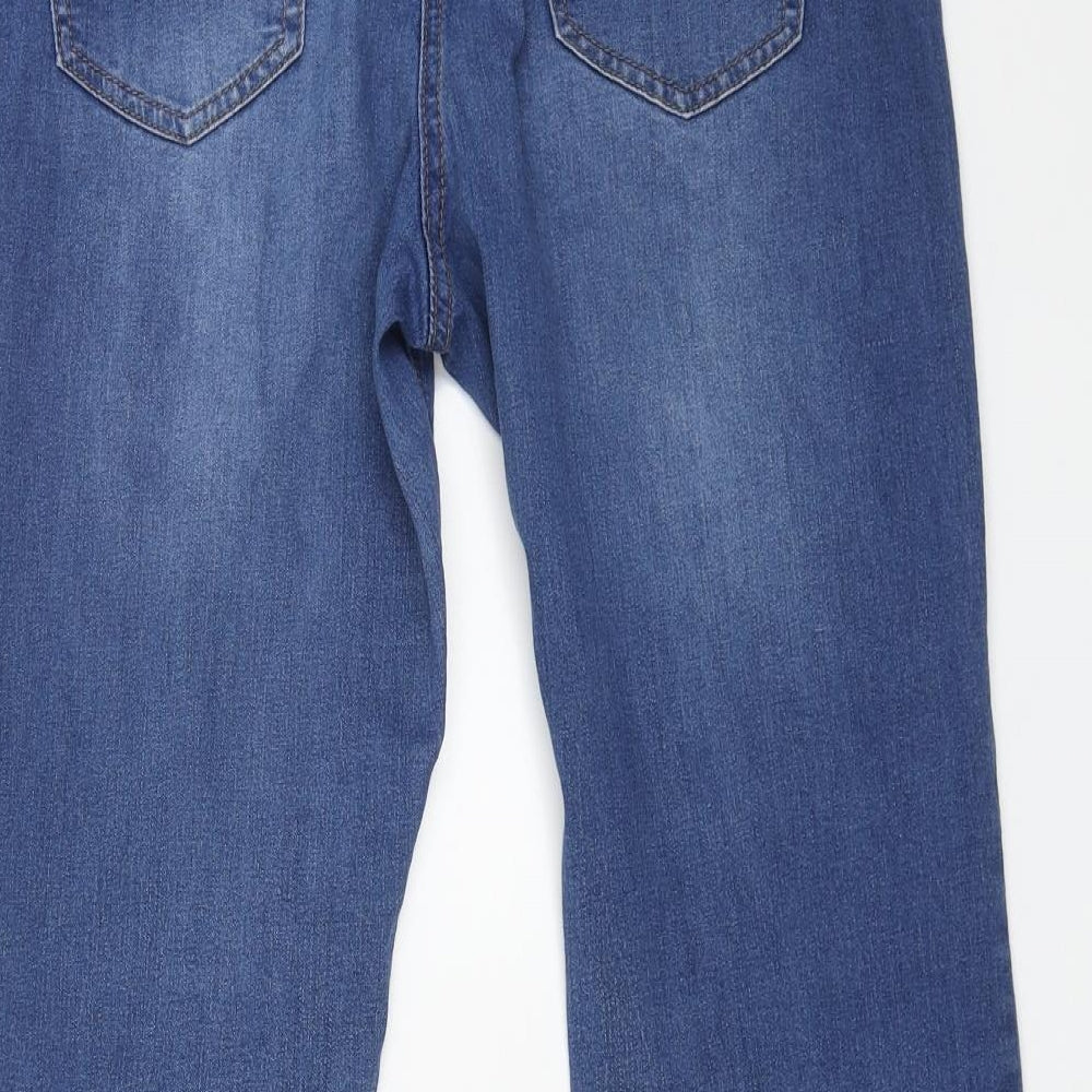 TU Womens Blue Cotton Straight Jeans Size 14 L27 in Slim Button