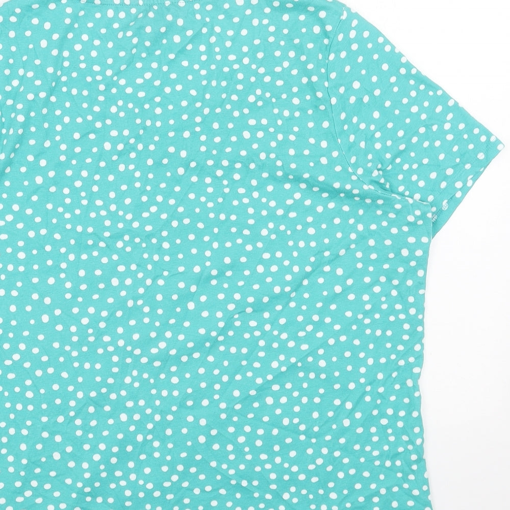 Bonmarché Womens Blue Geometric Cotton Basic T-Shirt Size 20 V-Neck
