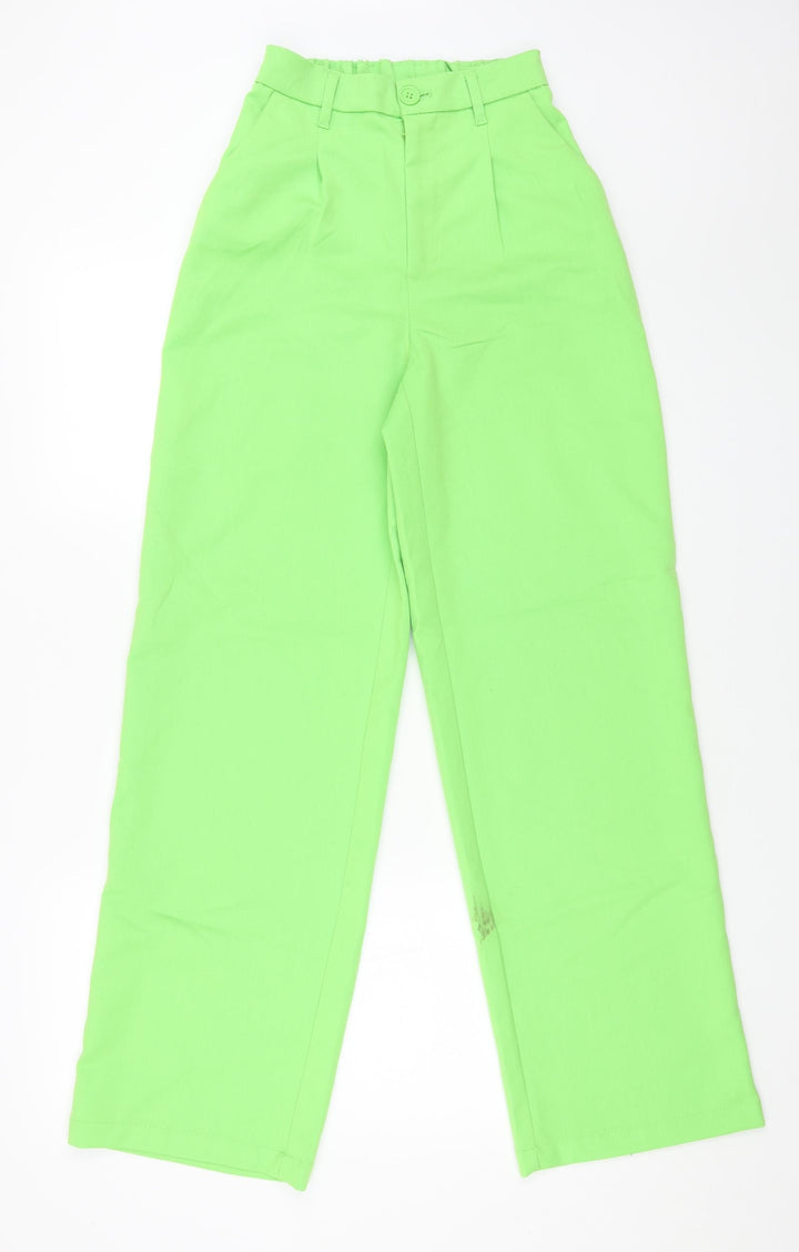 H&M Womens Green Polyester Trousers Size 4 L30 in Regular Button