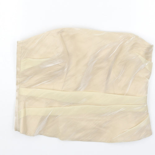 Minuet Womens Gold Polyester Cropped Blouse Size 14 Off the Shoulder - Bandeau Corset Top