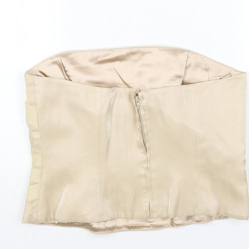 Minuet Womens Gold Polyester Cropped Blouse Size 14 Off the Shoulder - Bandeau Corset Top