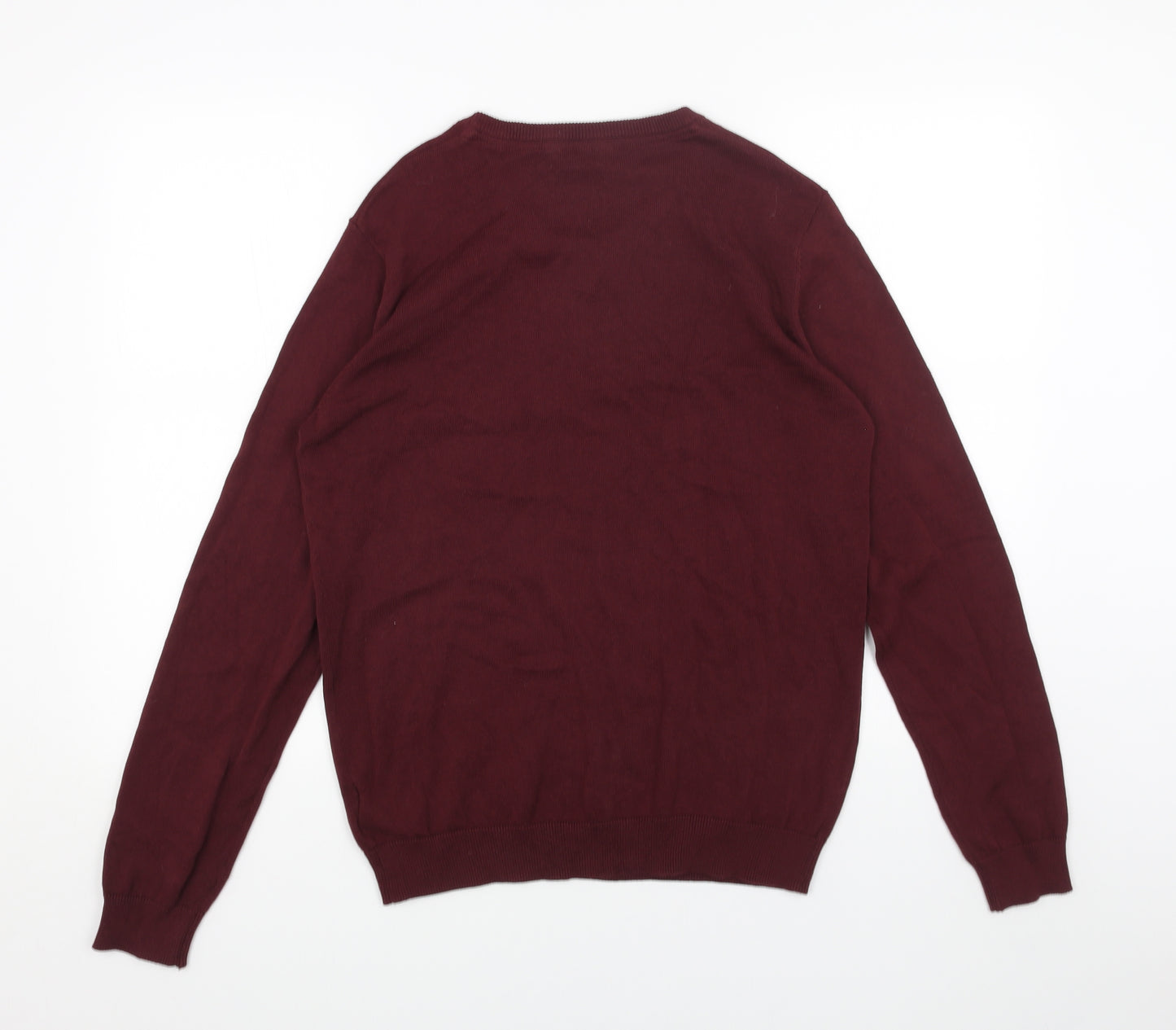 Marks and Spencer Boys Red V-Neck Acrylic Pullover Jumper Size 14-15 Years Pullover