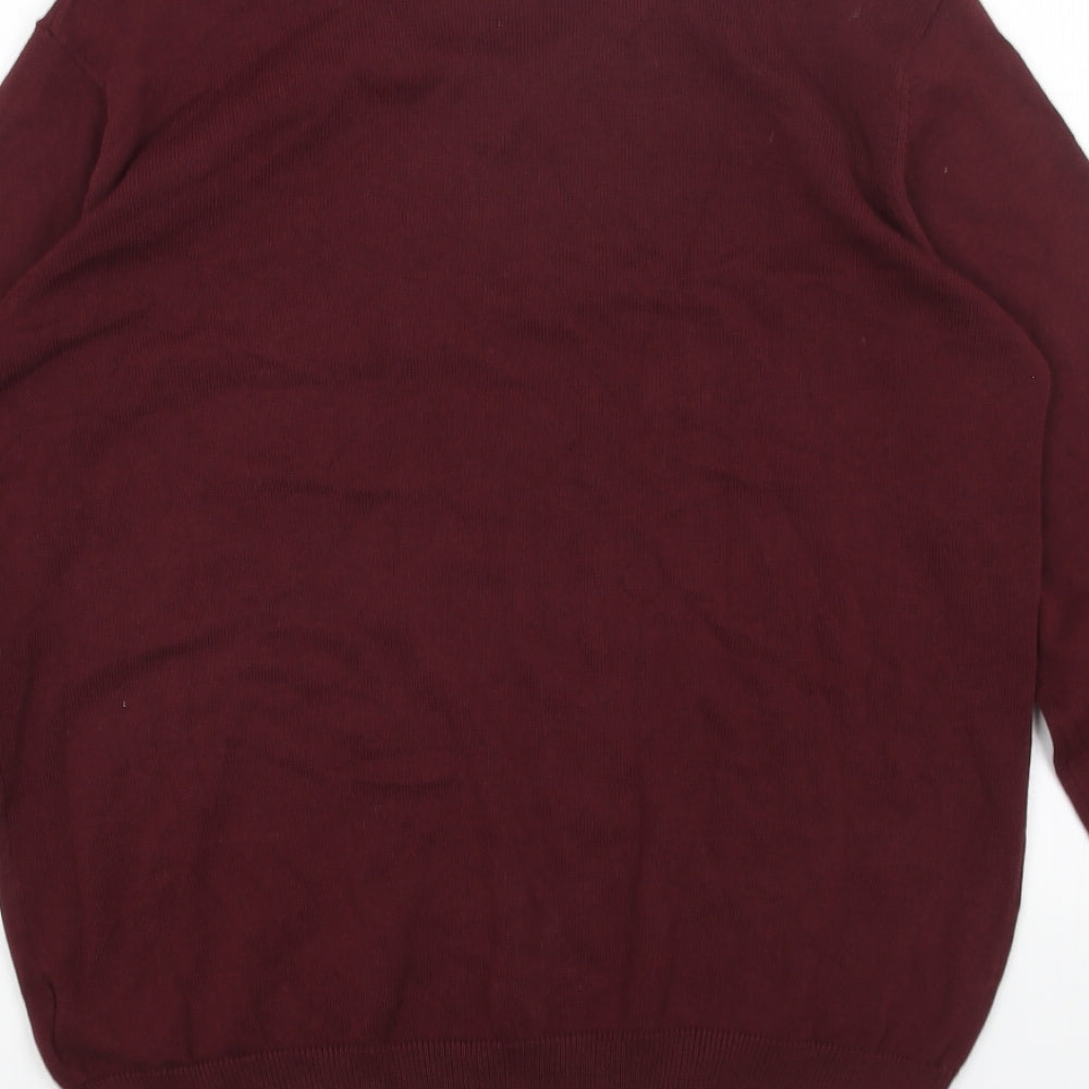Marks and Spencer Boys Red V-Neck Acrylic Pullover Jumper Size 14-15 Years Pullover