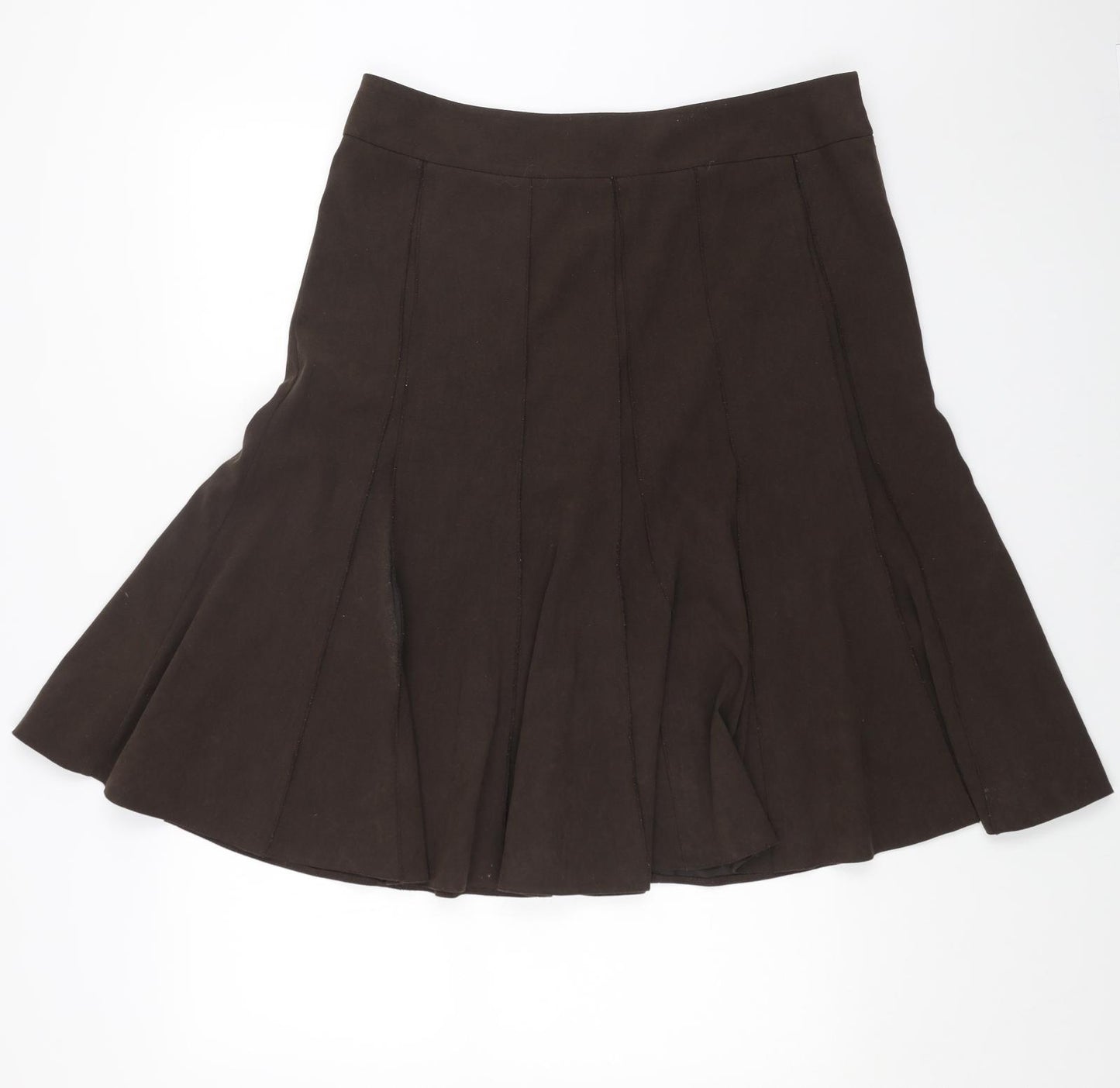 BHS Womens Brown Polyester Trumpet Skirt Size 16 Zip