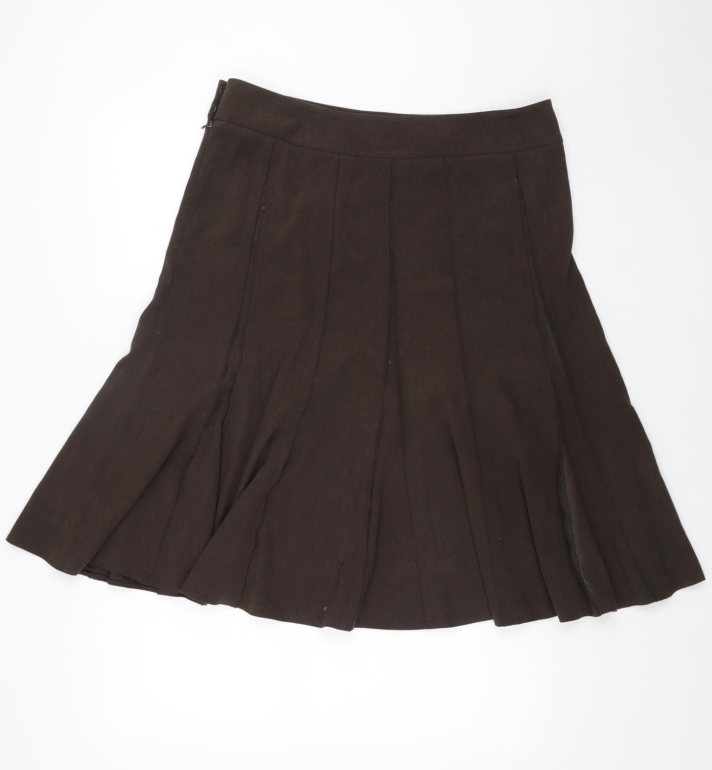 BHS Womens Brown Polyester Trumpet Skirt Size 16 Zip