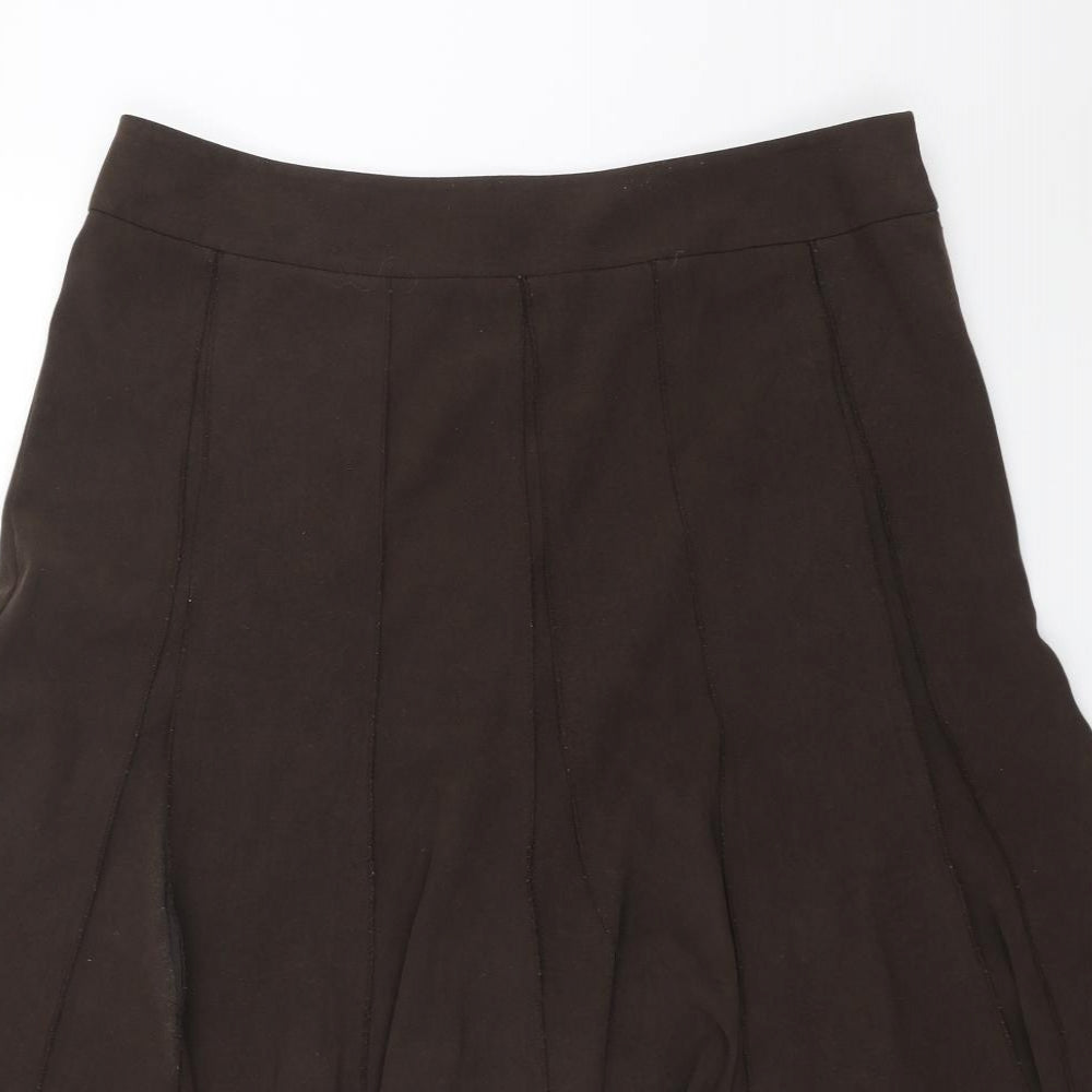 BHS Womens Brown Polyester Trumpet Skirt Size 16 Zip