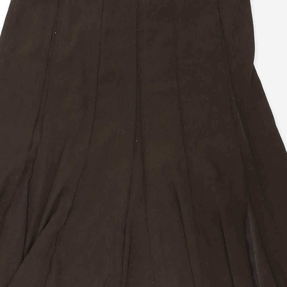 BHS Womens Brown Polyester Trumpet Skirt Size 16 Zip
