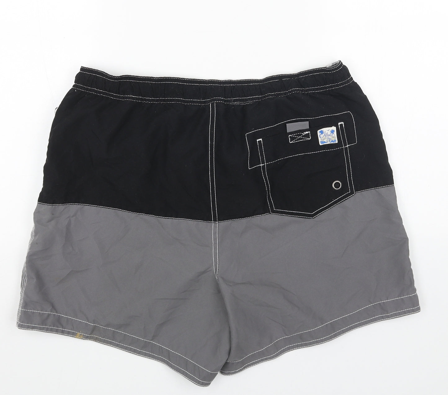 Atlantic Bay Mens Black Polyester Sweat Shorts Size M Regular Drawstring - Swim Shorts