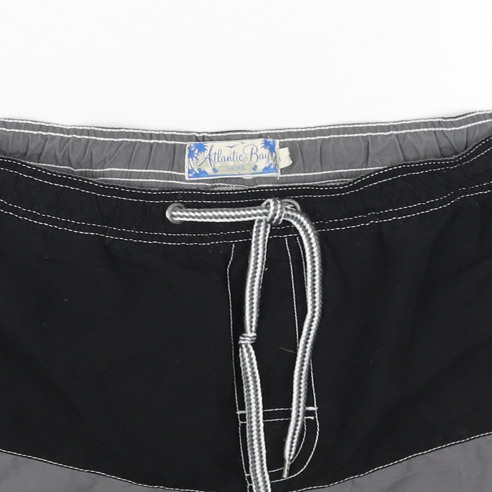 Atlantic Bay Mens Black Polyester Sweat Shorts Size M Regular Drawstring - Swim Shorts