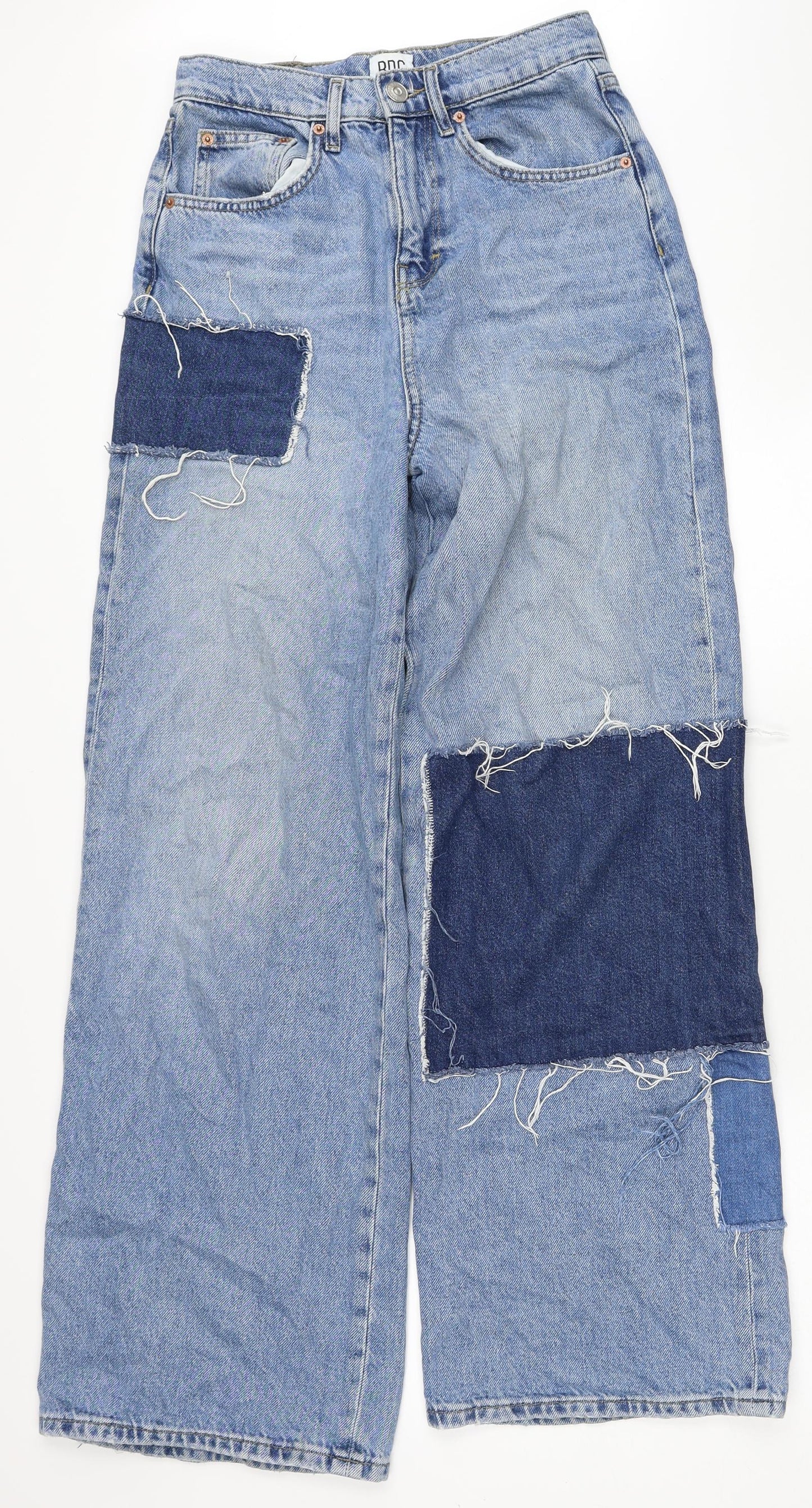 Urban Outfitters Womens Blue Cotton Mom Jeans Size 27 in L32 in Regular Zip - Patchwork