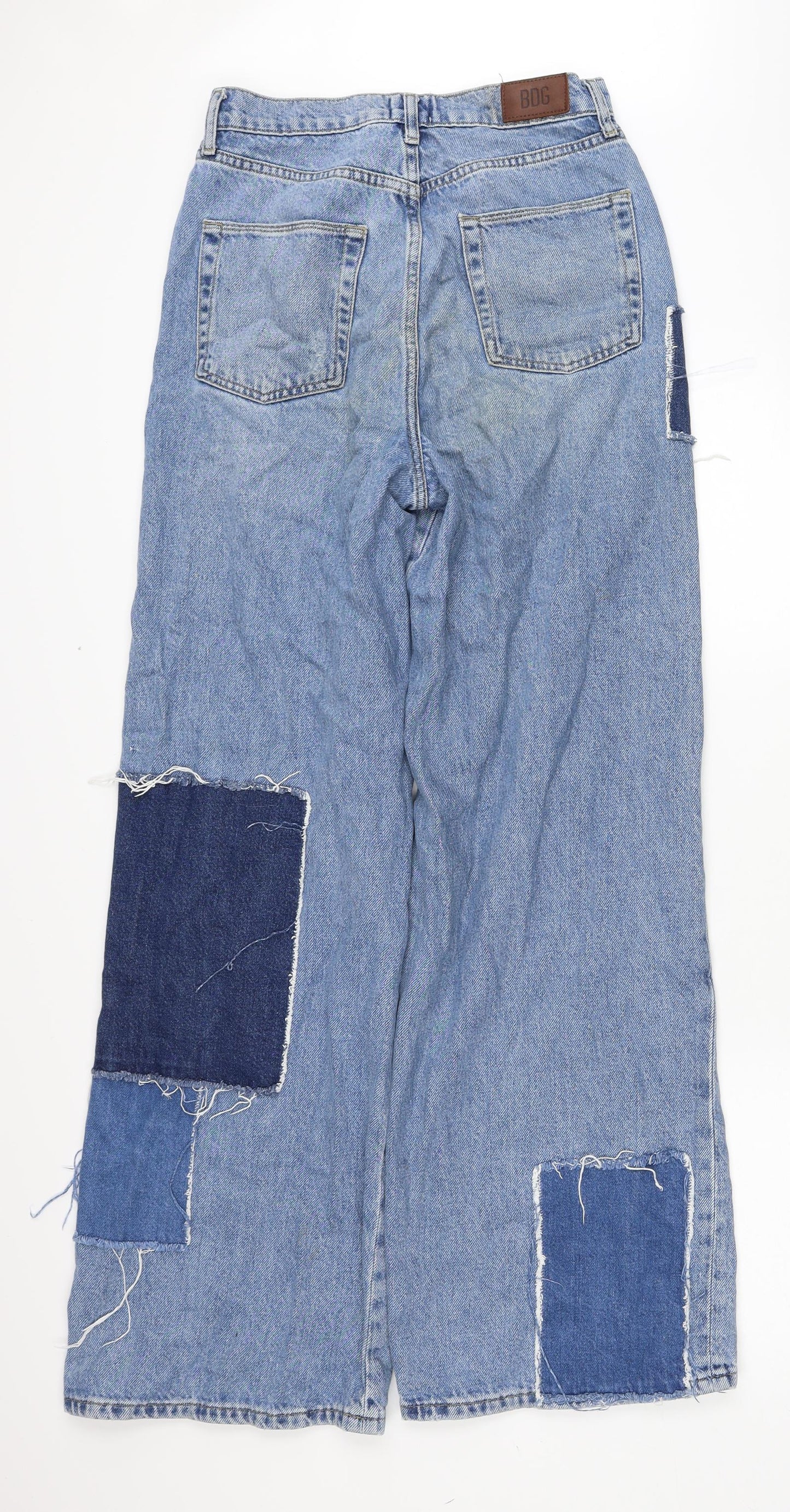 Urban Outfitters Womens Blue Cotton Mom Jeans Size 27 in L32 in Regular Zip - Patchwork