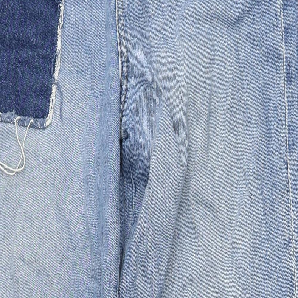 Urban Outfitters Womens Blue Cotton Mom Jeans Size 27 in L32 in Regular Zip - Patchwork