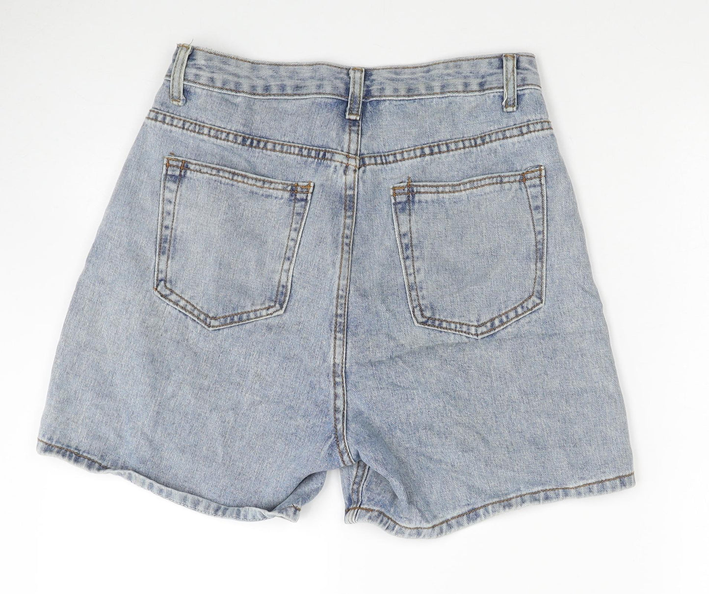 SheIn Womens Blue Cotton Boyfriend Shorts Size M Regular Zip