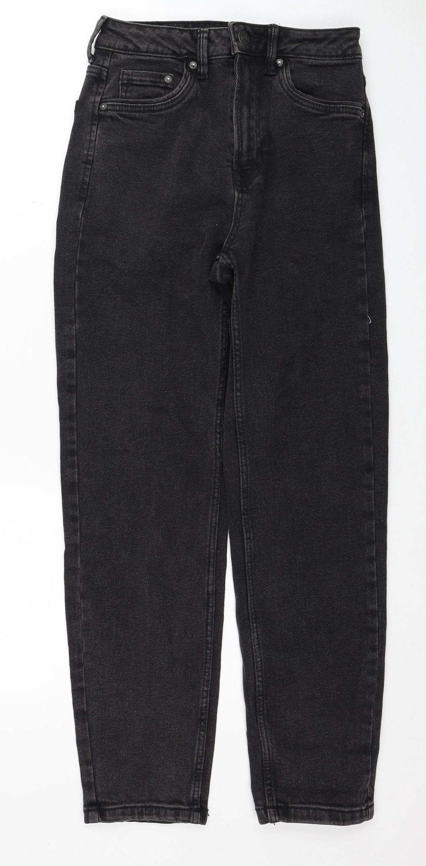 Stradivarius Womens Black Cotton Straight Jeans Size 6 Regular Zip