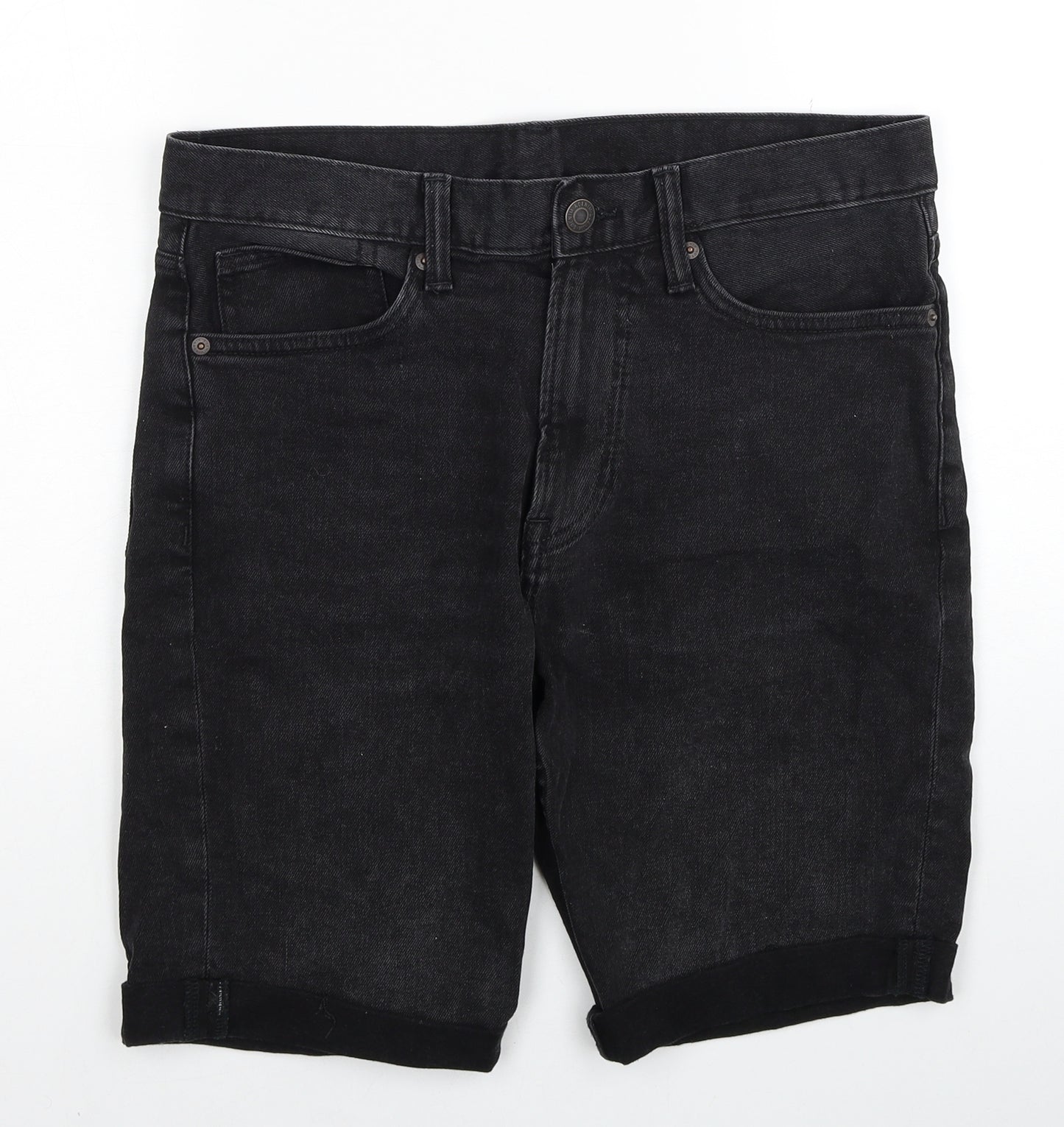 H&M Mens Black Cotton Bermuda Shorts Size 31 in Regular Zip