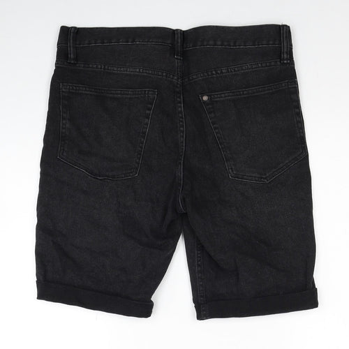 H&M Mens Black Cotton Bermuda Shorts Size 31 in Regular Zip