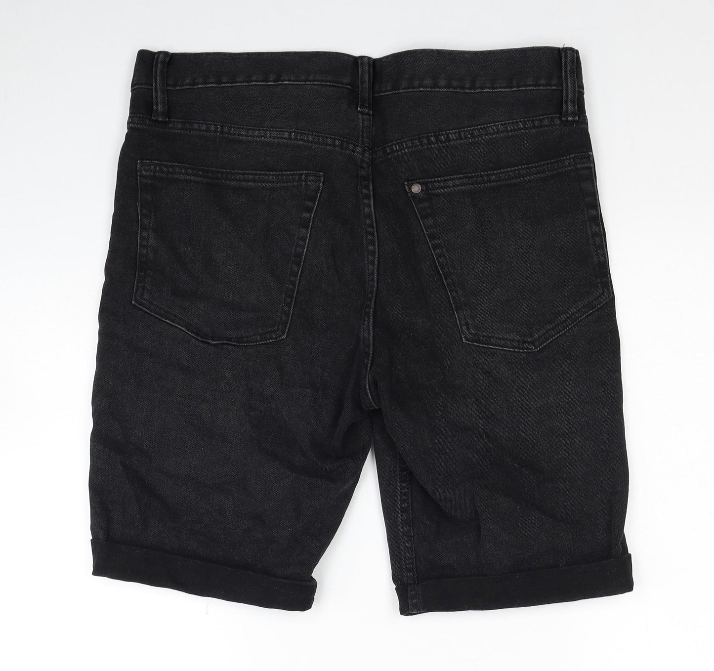H&M Mens Black Cotton Bermuda Shorts Size 31 in Regular Zip