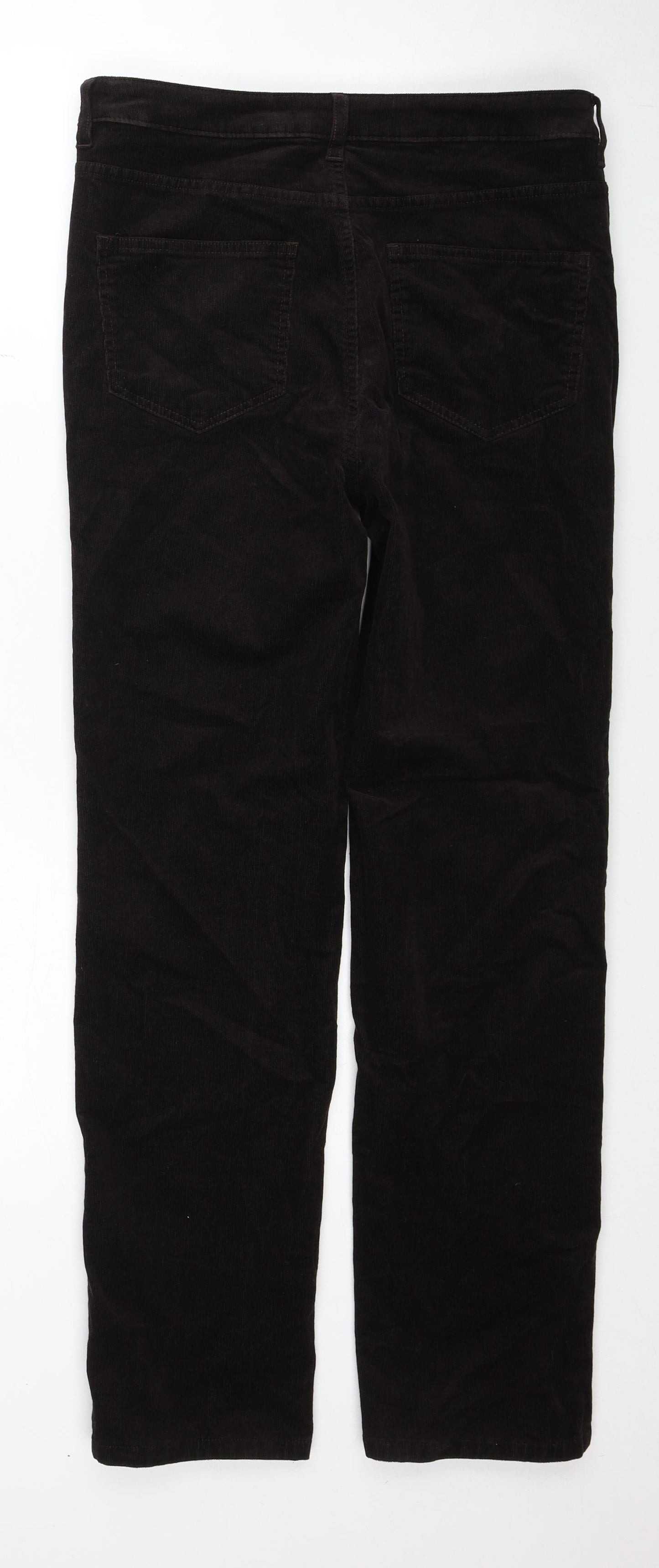 Marks and Spencer Womens Brown Cotton Trousers Size 12 Regular Zip