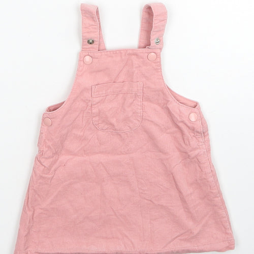TU Girls Pink Cotton Skater Dress Size 3-6 Months Square Neck Snap