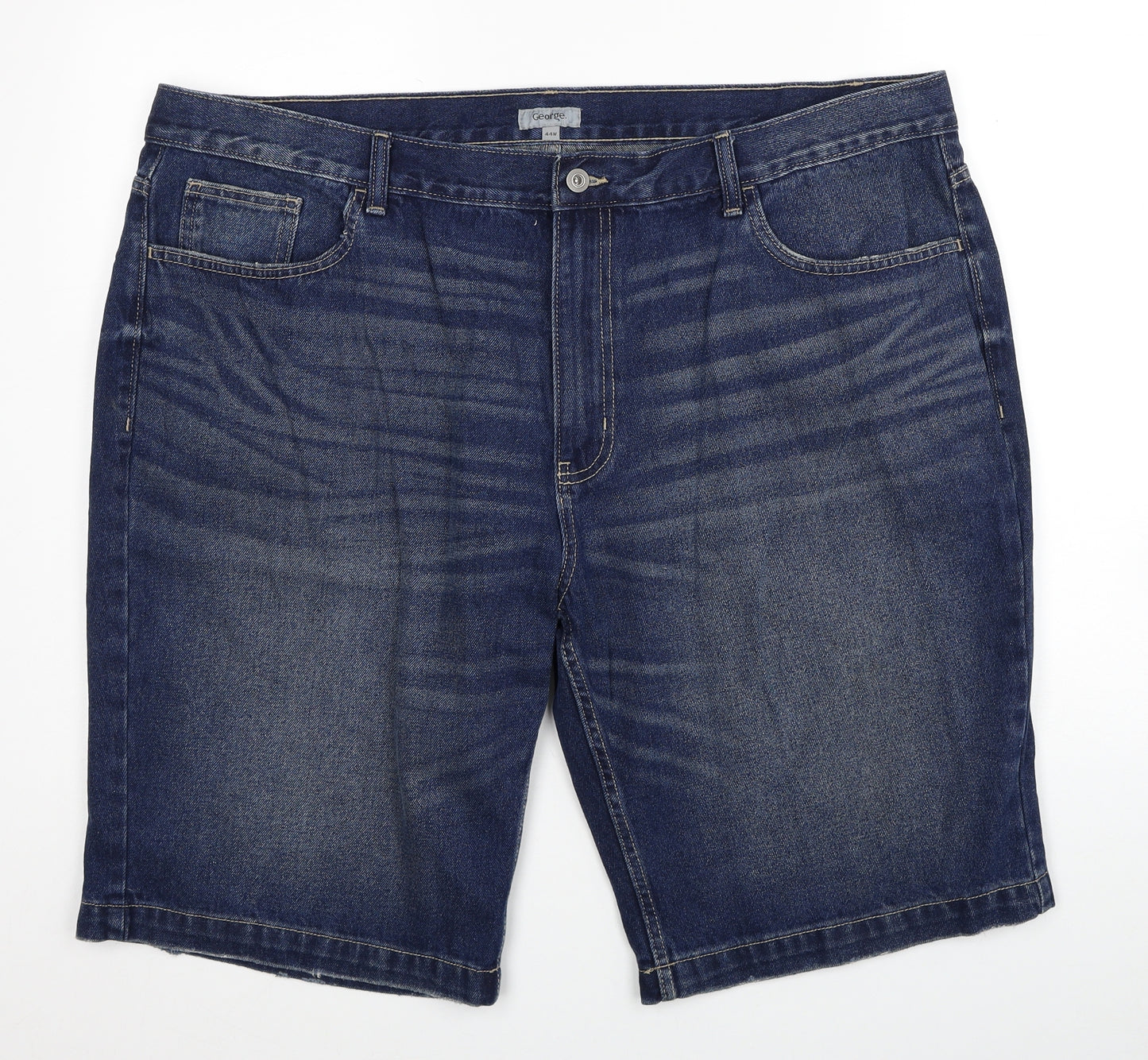 George Mens Blue Cotton Bermuda Shorts Size 44 in Regular Zip