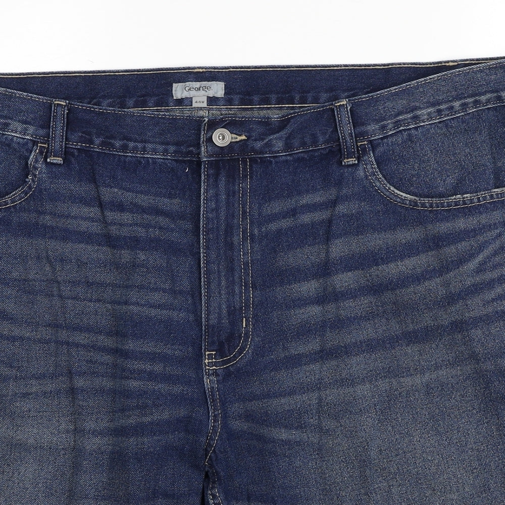 George Mens Blue Cotton Bermuda Shorts Size 44 in Regular Zip