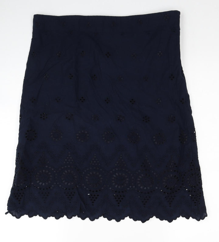 Preworn Womens Blue Geometric Polyester Straight & Pencil Skirt Size 36 in Zip