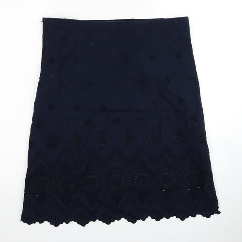 Preworn Womens Blue Geometric Polyester Straight & Pencil Skirt Size 36 in Zip