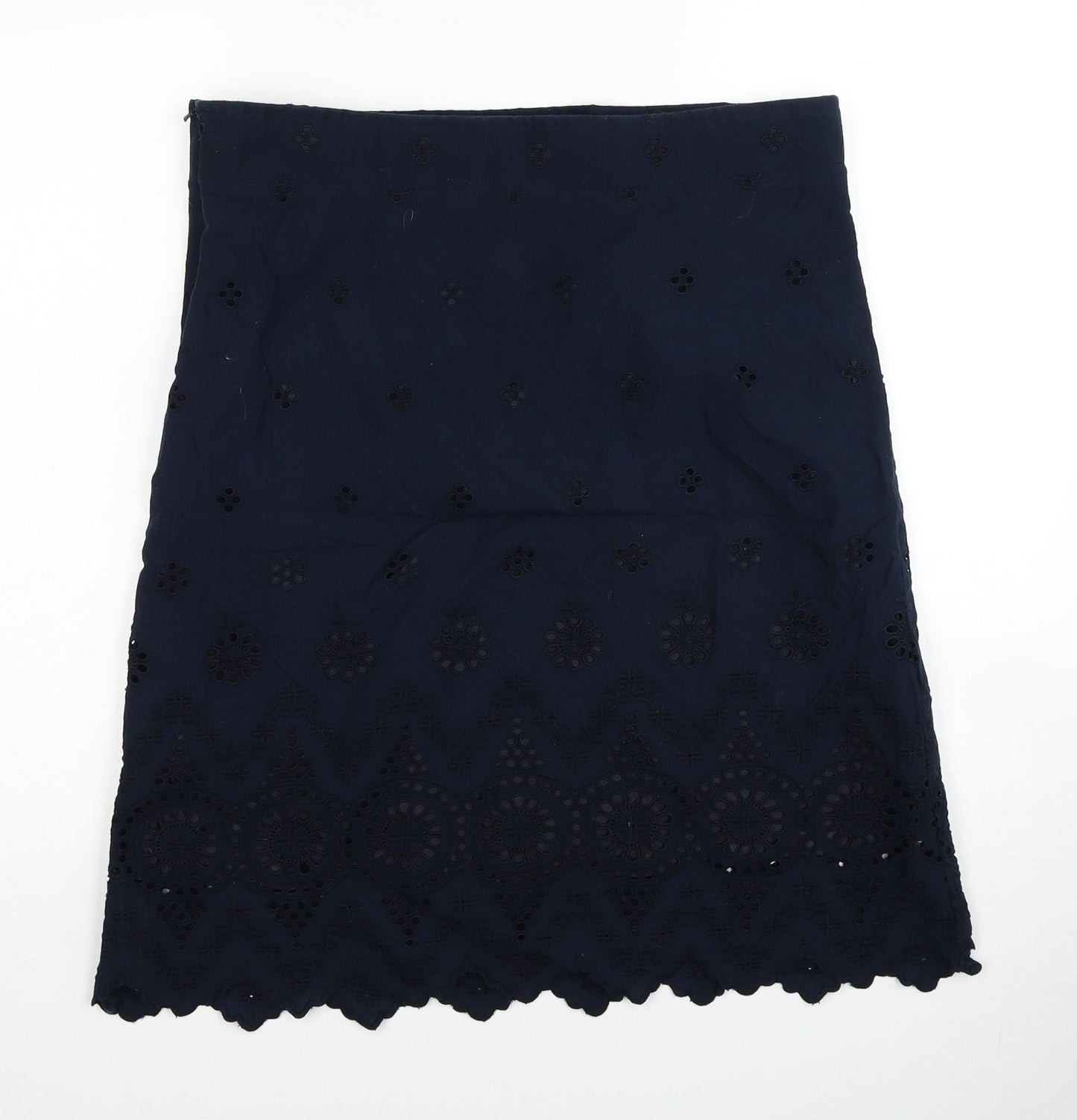 Preworn Womens Blue Geometric Polyester Straight & Pencil Skirt Size 36 in Zip
