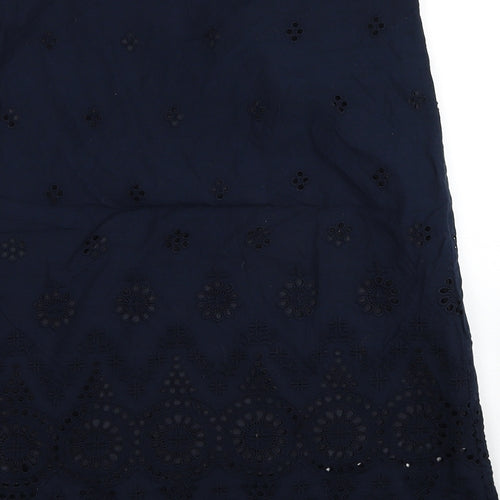 Preworn Womens Blue Geometric Polyester Straight & Pencil Skirt Size 36 in Zip